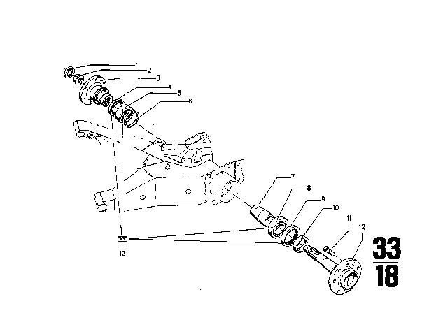 1970 BMW 2500 Side Shaft/Wheel Bearings Diagram