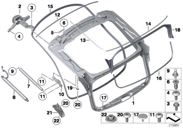 2010 BMW 550i GT xDrive Trunk Lid, Top Diagram for 41007200968