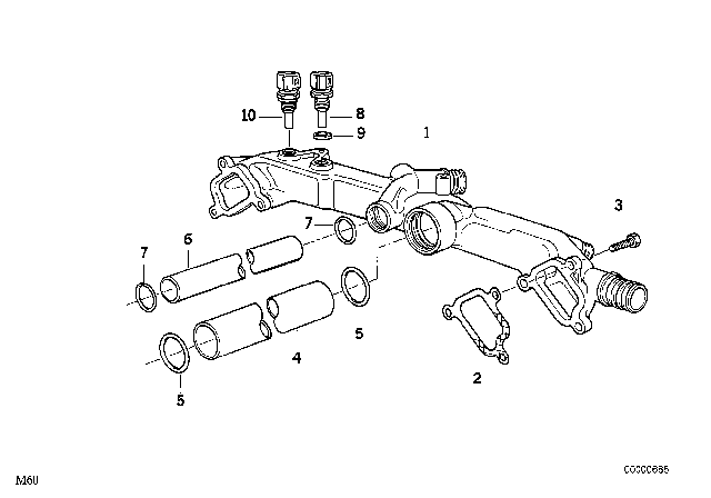 1994 BMW 740iL Cooling System Pipe Diagram