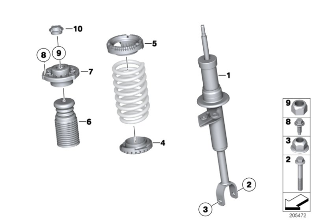 2015 BMW 640i Mounting Parts For Front Spring Strut Diagram