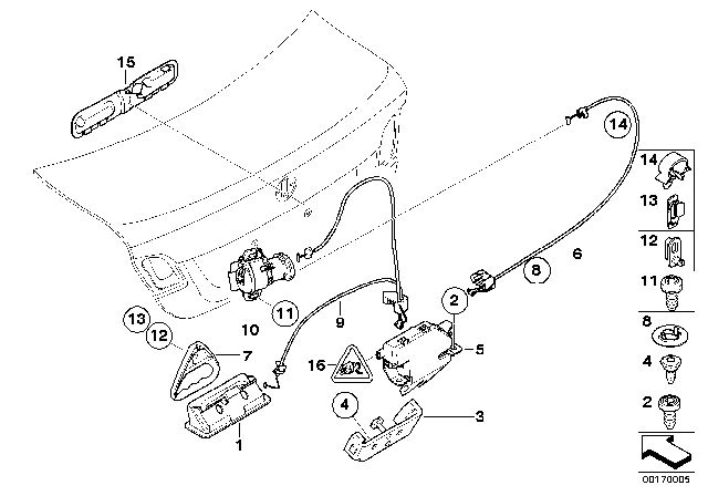 2007 BMW 328xi Trunk Lid / Closing System Diagram
