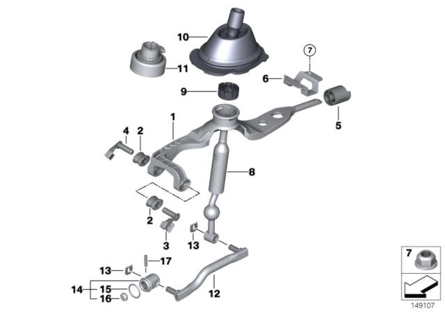 2012 BMW 335i Gear Shift Parts, Manual Transmission / 4-Wheel Diagram