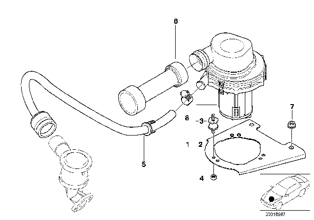 2001 BMW Z3 Pressure Hose Assy Diagram for 11721437884