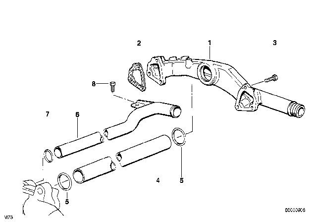 1997 BMW 850Ci Cooling System Pipe Diagram