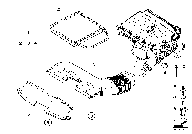 2007 BMW 335i Intake Silencer / Filter Cartridge Diagram