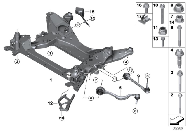 2020 BMW X3 Front Axle Support, Wishbone / Tension Strut Diagram
