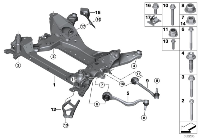 2019 BMW X4 Front Axle Support, Wishbone / Tension Strut Diagram