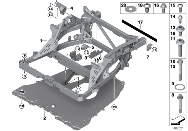 2014 BMW i8 Rear Axle Module Diagram for 41102973445