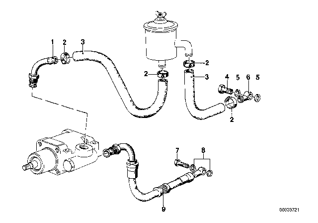 1980 BMW 633CSi Hydro Steering - Oil Pipes Diagram 1