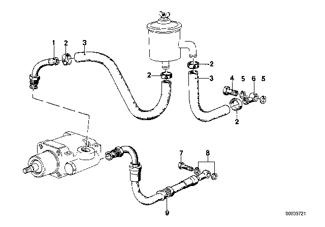 1978 BMW 633CSi Hydro Steering - Oil Pipes Diagram 1