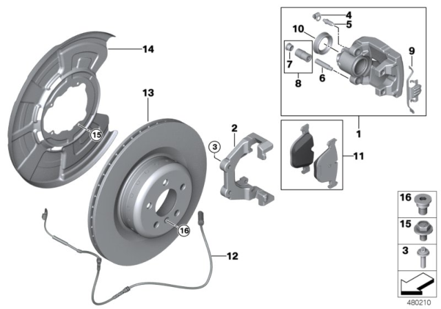 2015 BMW X5 M Performance Rear Wheel Brake - Replacement Diagram