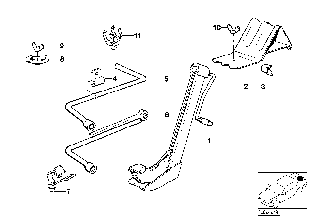 1990 BMW 525i Wing Nut Diagram for 71151182215