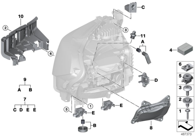 2019 BMW M2 Single Components For Headlight Diagram