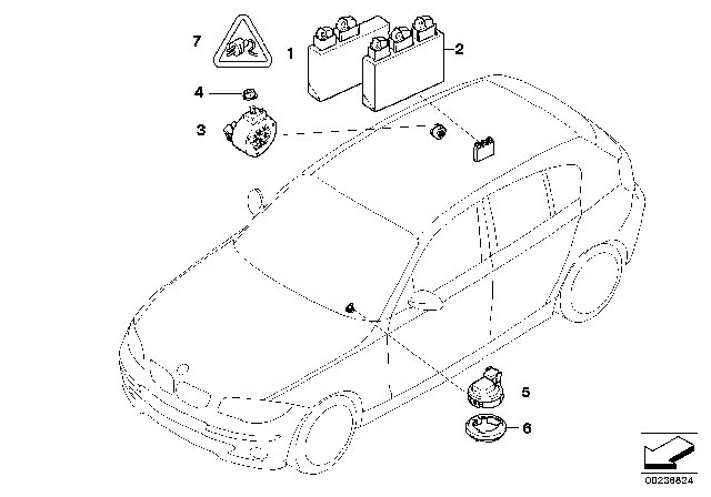 2010 BMW 135i Park Distance Control (PDC) Diagram