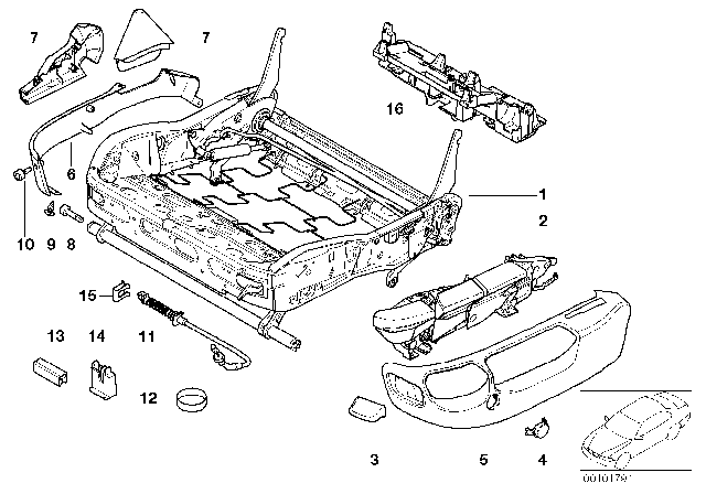 1999 BMW 540i Front Seat Frame / Covers Diagram 1