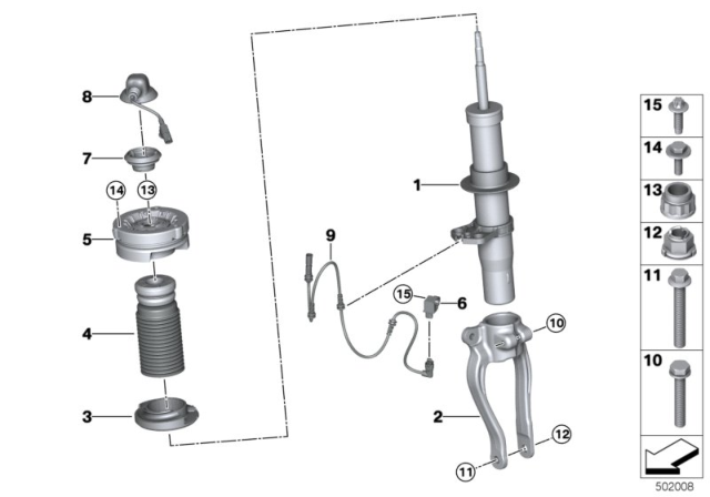 2020 BMW M8 ADDITIONAL SHOCK ABSORBER, F Diagram for 31338074125
