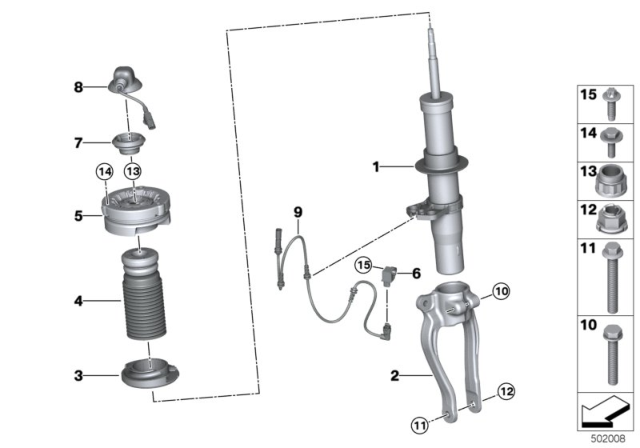 2020 BMW M8 Spring Strut Front EDC / Mounted Parts AWD Diagram