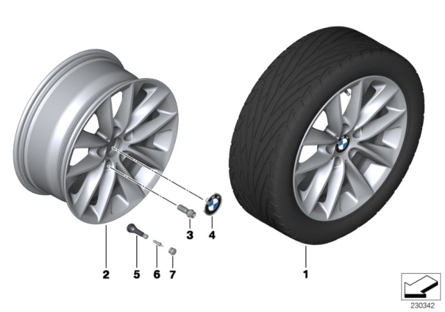 2017 BMW X3 BMW LA Wheel, V-Spoke Diagram 2