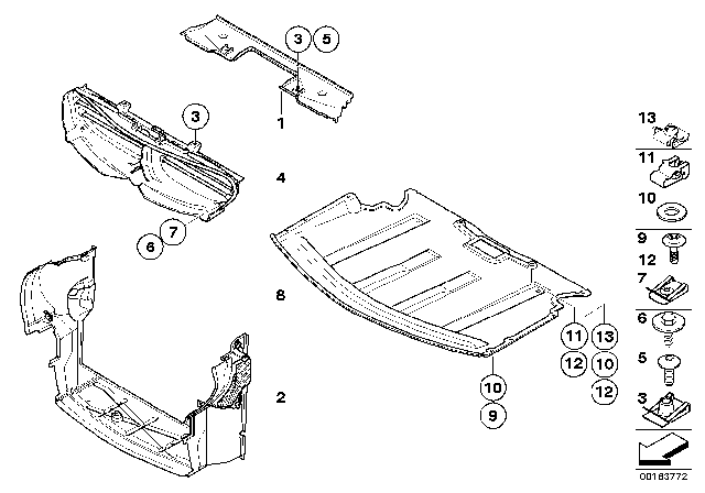 2010 BMW 650i Shielding, Engine Compartment / Air Ducts Diagram