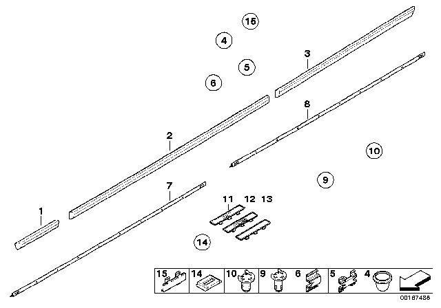 2003 BMW 525i Exterior Trim / Grille Diagram 2