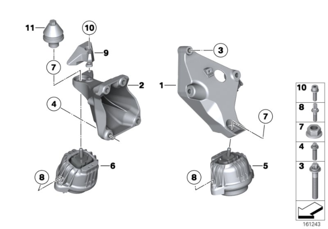 2014 BMW 328d xDrive Engine Mount Right Diagram for 22116856184