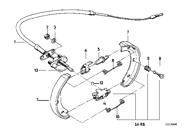 1984 BMW 633CSi Parking Brake / Brake Shoes Diagram 1