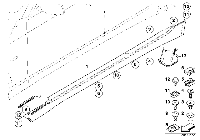 2006 BMW 530xi Cover Door Sill / Wheel Arch Diagram