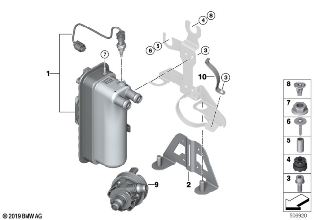 2020 BMW i3 Clamp, Electric Water Pump Diagram for 64219302459
