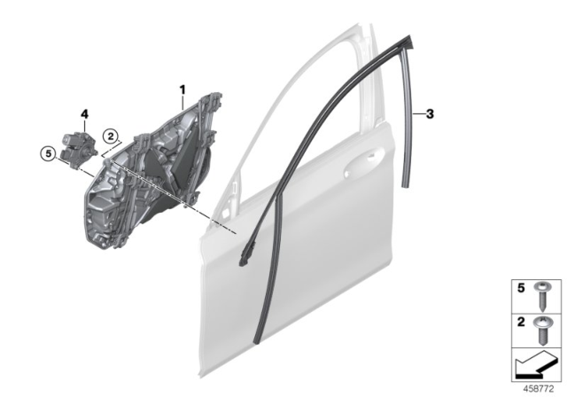 2018 BMW 740e xDrive Door Window Lifting Mechanism Diagram 1