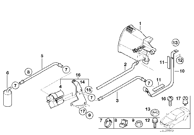 2002 BMW Z3 Vent Pipe, Fuel Diagram for 16136752313