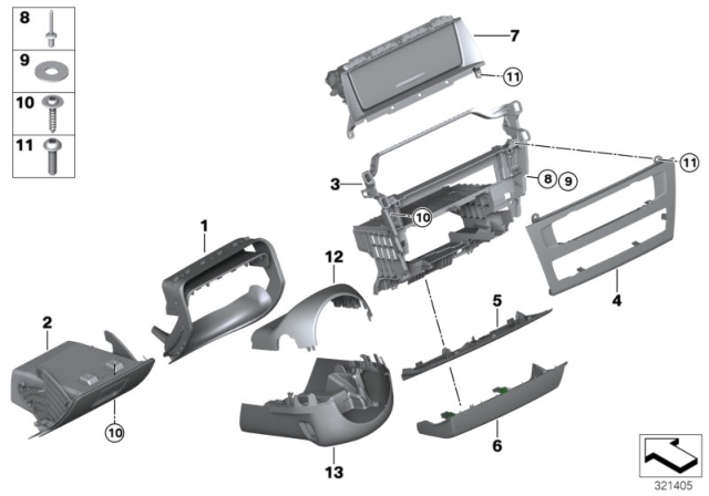 2015 BMW X3 Mounting Parts, Instrument Panel Diagram 2