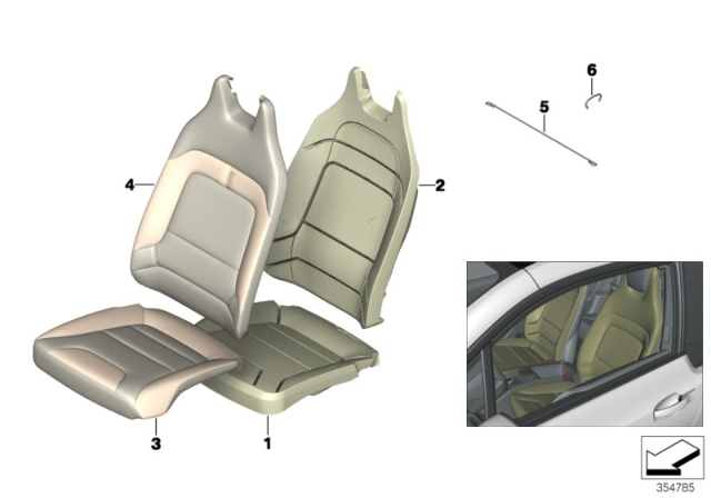 2016 BMW i3 Left Seat Foam Plastic Part Diagram for 52107388647