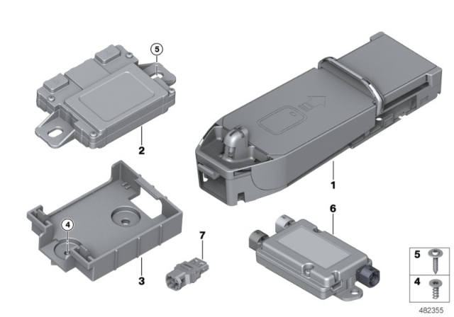 2015 BMW 435i Separate Component Telephony Wireless Charging Diagram