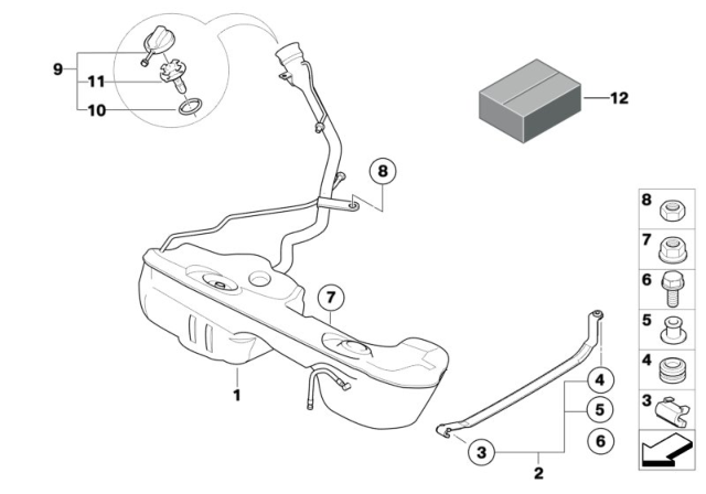 2003 BMW 325Ci Fuel Tank Mounting Parts Diagram