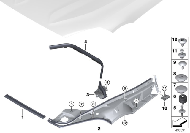 2020 BMW Z4 Bonnet Seals Diagram