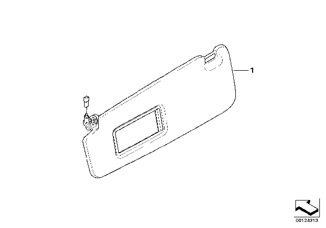 2008 BMW 650i Individual Sun Visor Diagram