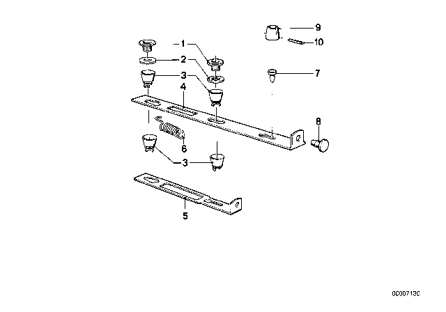 1975 BMW 530i Front Seat - Head Rest Support Retainer Diagram