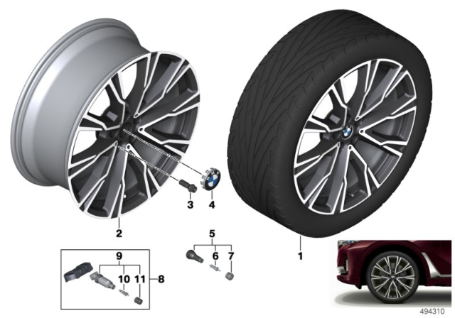 2020 BMW X7 Disk Wheel, Light Alloy, In Diagram for 36118090109