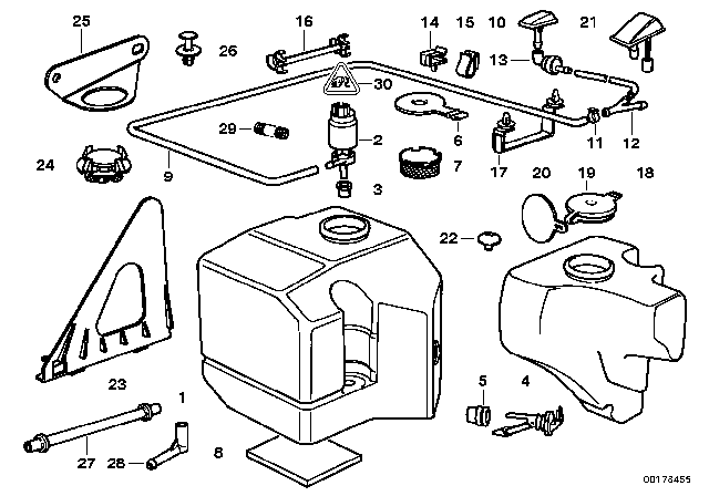 1999 BMW M3 Single Parts For Windshield Cleaning Diagram