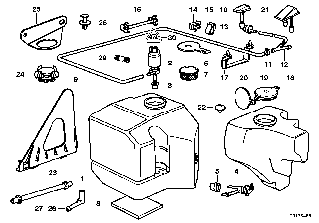 1999 BMW 318is Single Parts For Windshield Cleaning Diagram