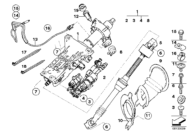 2005 BMW 530i Add-On Parts, Electrical Steering Column Adjusting Diagram
