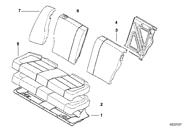 1998 BMW 318ti Cover Backrest Cloth Left Diagram for 52208189845