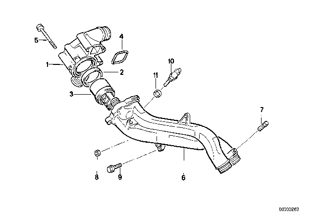 1993 BMW M5 Thermostat Housing Diagram for 11531315275
