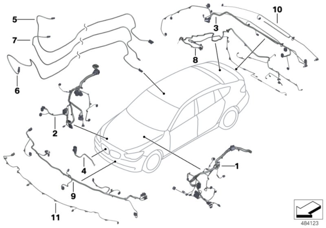 2010 BMW 550i GT Wiring Set Pdc, Front Diagram for 61129210770