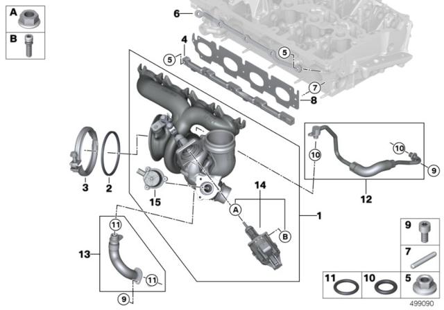 2020 BMW X2 EXCHANGE TURBOCHARGER WITH E Diagram for 11658662074