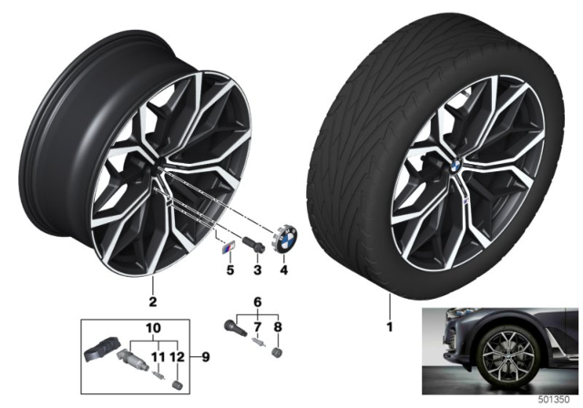 2020 BMW X7 BMW Light-Alloy Wheel, V-Spoke Diagram