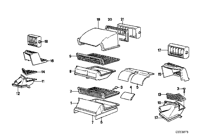 1978 BMW 530i Fresh Air Grille, Left Diagram for 64221854381