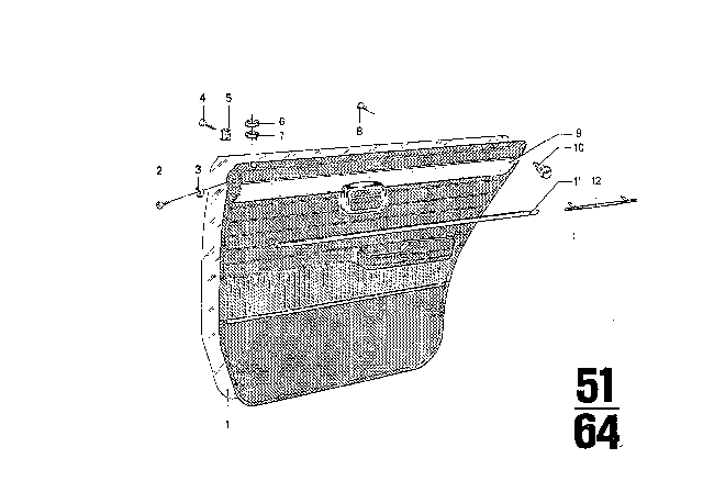 1970 BMW 2800 Door Trim, Rear Diagram 2