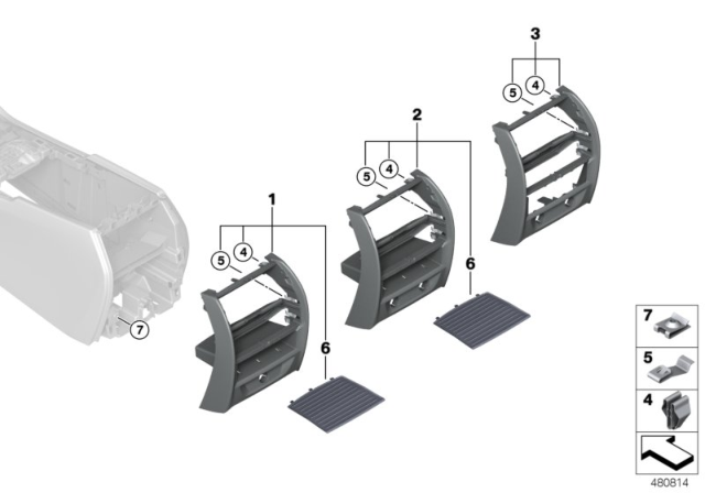 2017 BMW 530i xDrive Mounting Parts, Centre Console, Rear Diagram