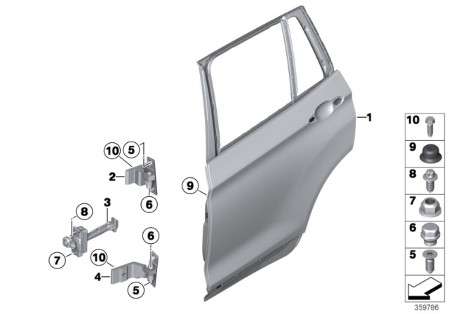 2012 BMW X3 Rear Door - Hinge / Door Brake Diagram